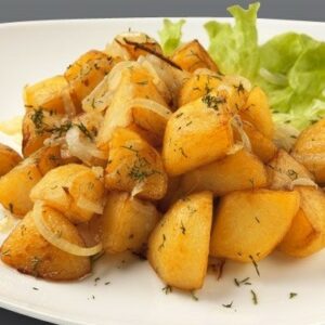 Картофель жареный с луком и чесноком